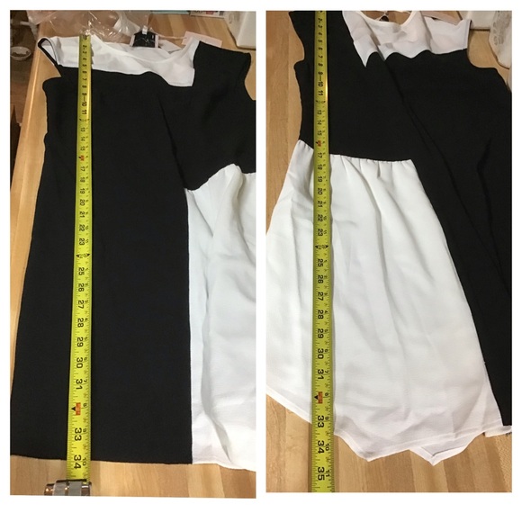 CHARLES HENRY Black & White Color Block Dress Sz M - Picture 5 of 8